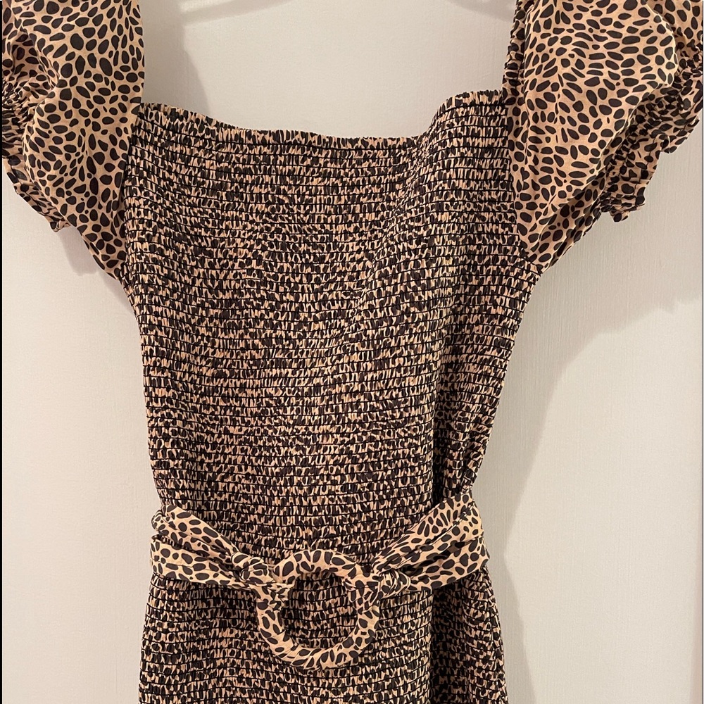 Leopard Print Maia Bergman Ada Smocked Dress | SZ M - Picture 7 of 8